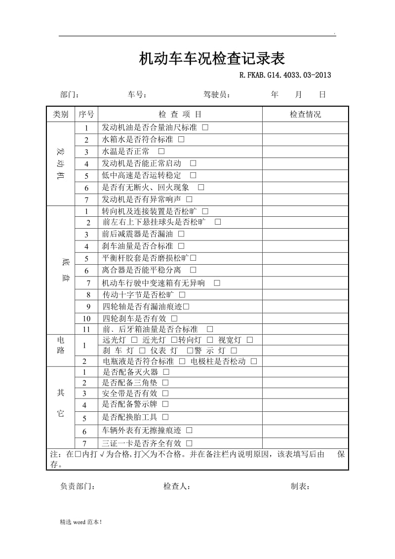 机动车车况检查记录表.doc_第1页