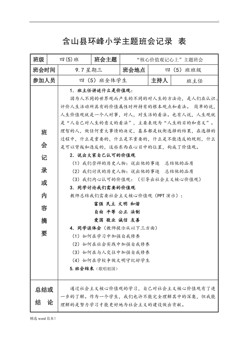 小学主题班会记录表.doc_第2页