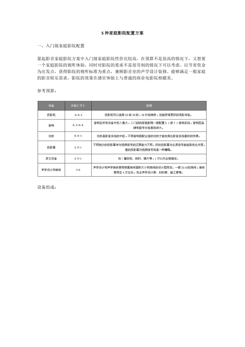 5种家庭影院配置方案.doc_第1页