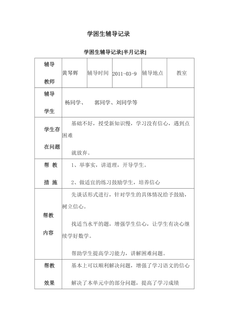 六年级语文学困生辅导记录.doc_第1页