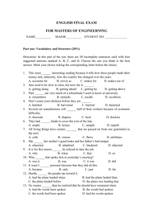 天津大學(xué)碩士研究生英語(yǔ)期末考試試題.doc