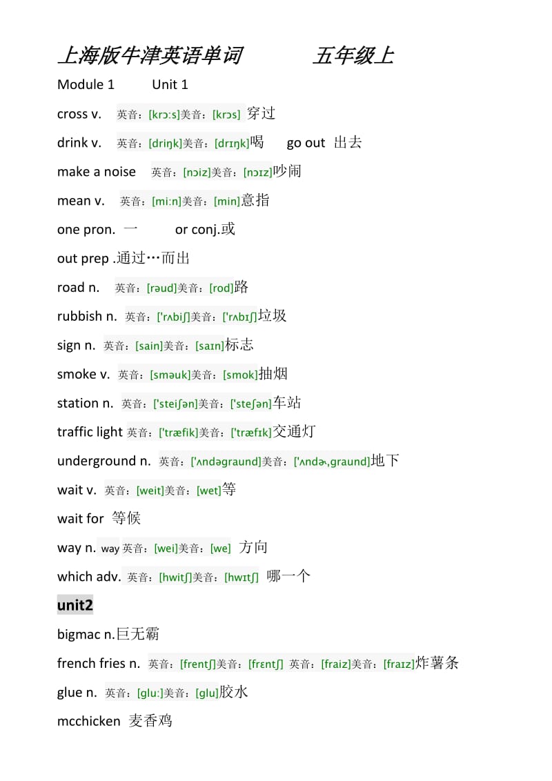 上海牛津英语五年级上册全部单词表以及音标注音.doc_第1页