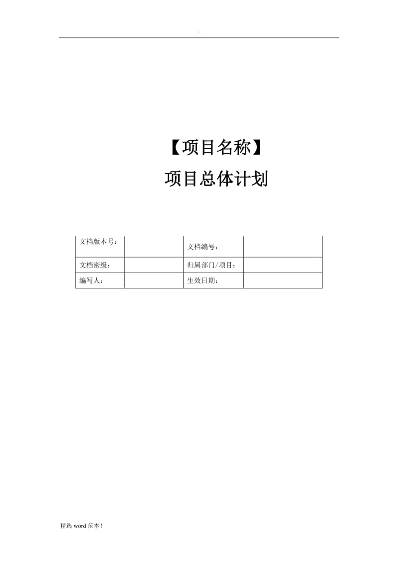 软件项目总体计划.doc_第1页