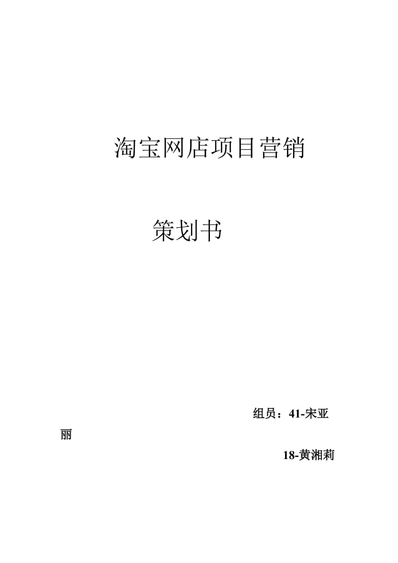 淘宝网店项目营销策划书.doc_第1页