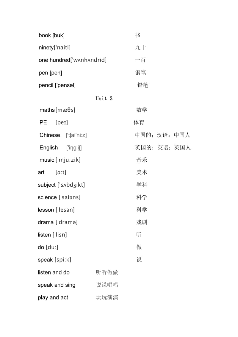 新版小学英语四年级下册单词表(带音标).doc_第3页