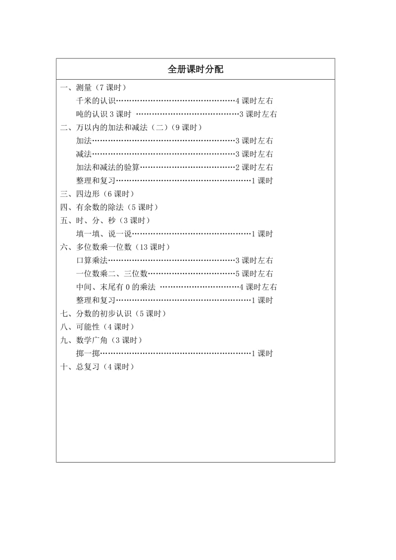 人教版三年级数学上册教学目标.doc_第2页