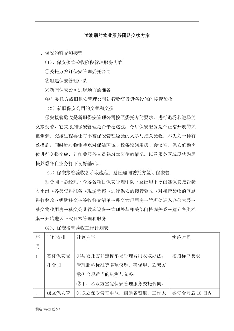 过渡期的物业服务团队交接方案.doc_第1页