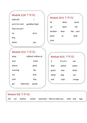 新版外研社一年級英語(上)課后單詞表.doc