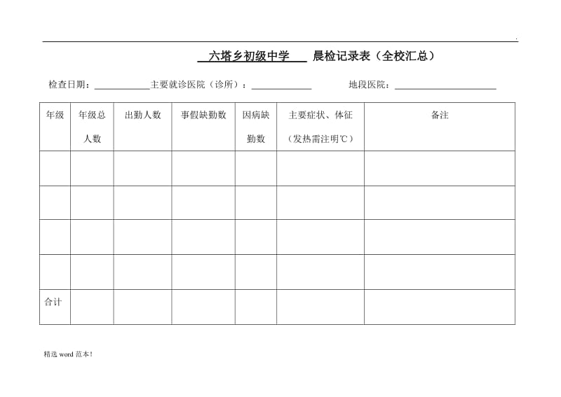 学校晨检记录表.doc_第1页