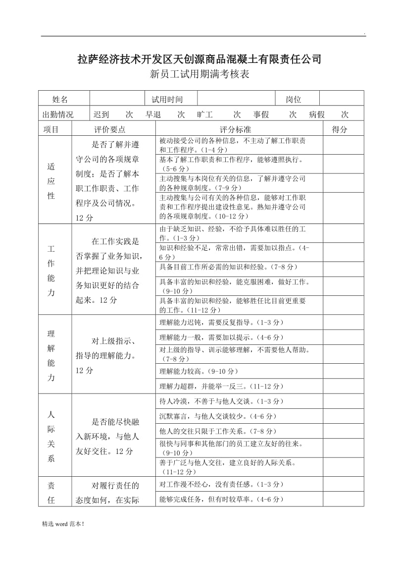 新员工试用期考核表9.doc_第1页