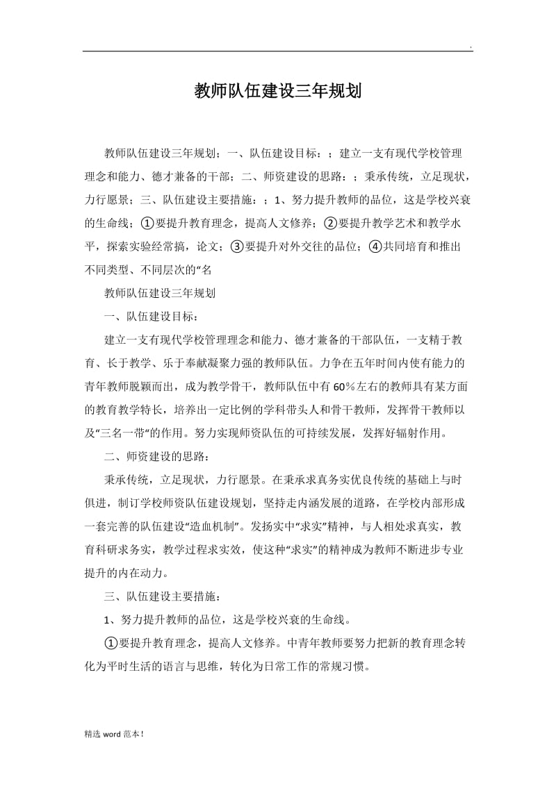 教师队伍建设三年规划.doc_第1页