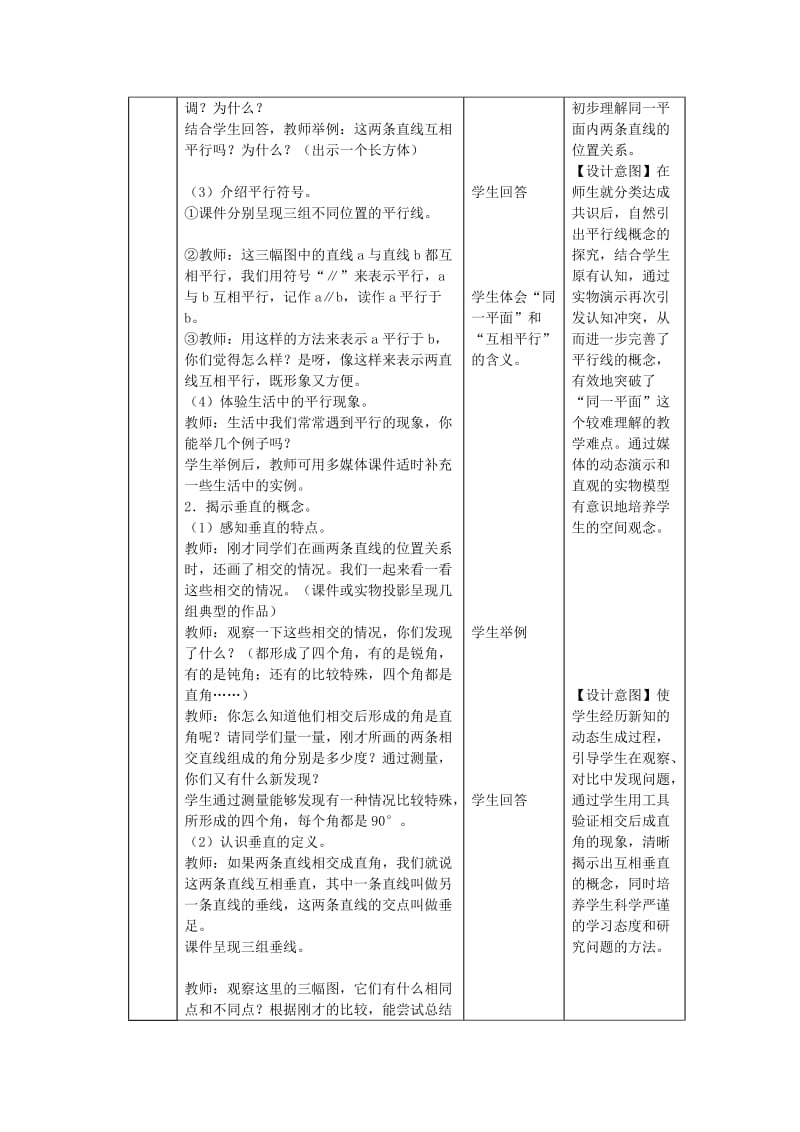 人教版四年级上册平行与垂直教学设计(带意图).doc_第3页