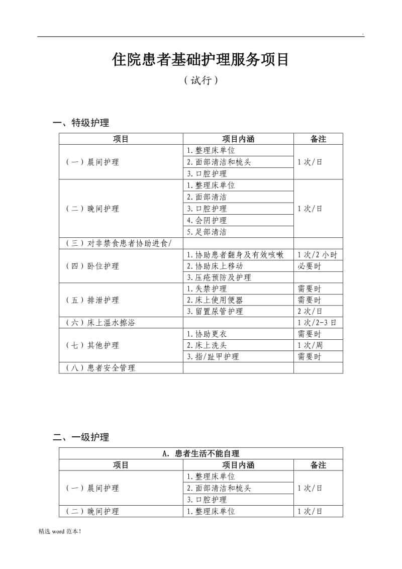 基础护理服务项目.doc_第1页