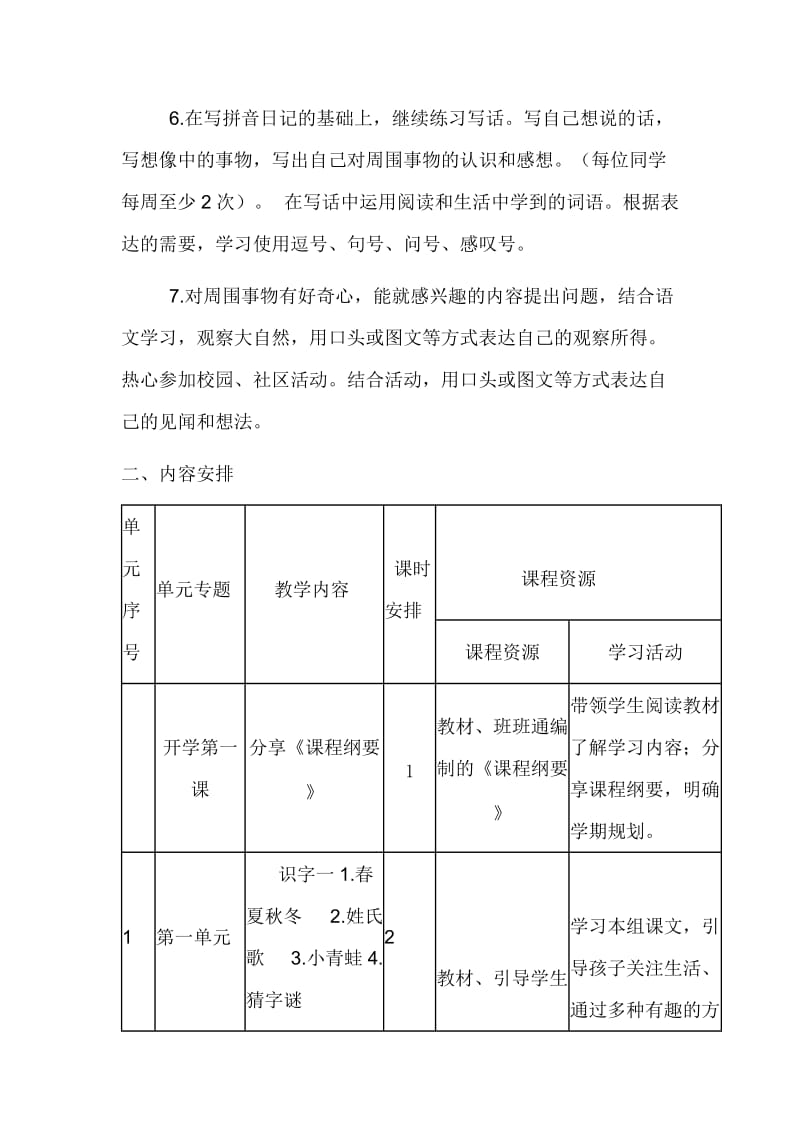 部编版一年级语文下册课程纲要.doc_第2页