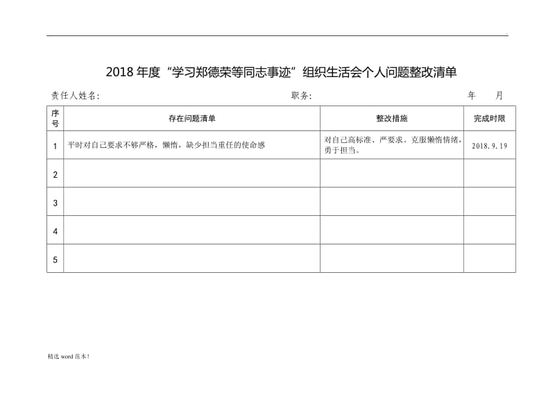 个人问题清单任务清单责任清单.doc_第1页