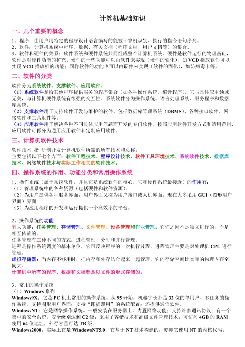 江苏专转本计算机基础各章知识点(含习题试卷).doc_第1页