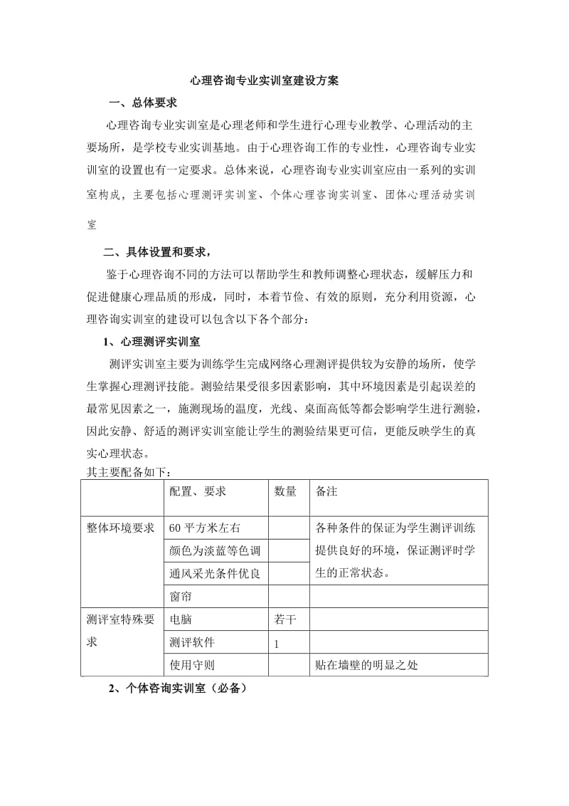 心理咨询室建设方案.doc_第1页