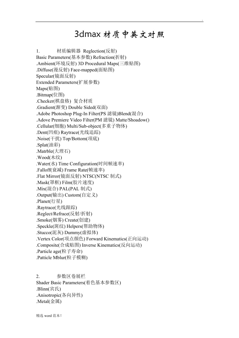 3dmax材质中英文对照.doc_第1页