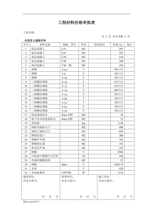 工程材料价格审批表.doc