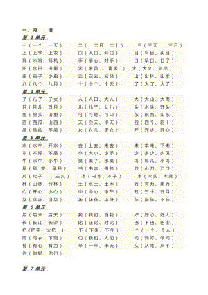 人教版一年級語文上冊 生字 組詞.doc