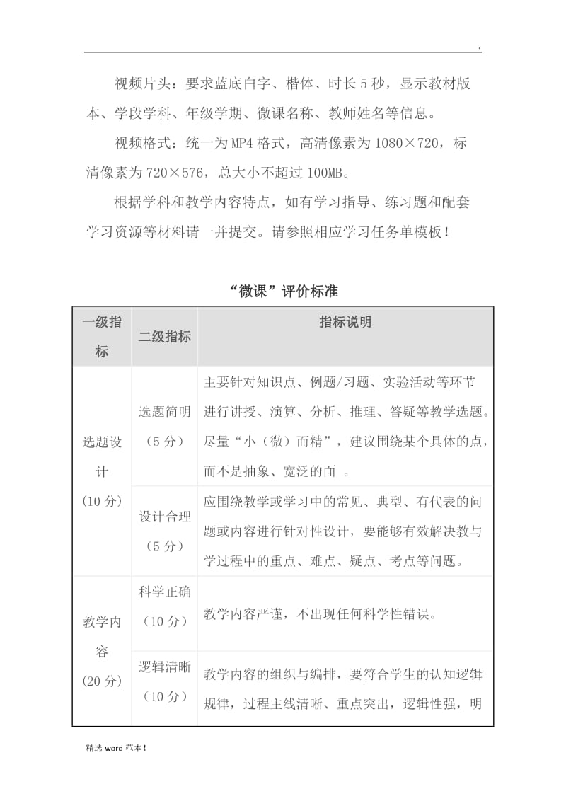 微课视频要求及评价标准.doc_第1页