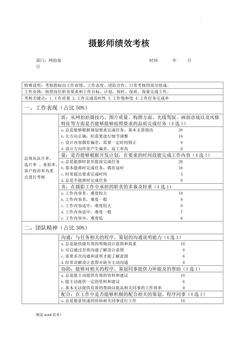 摄影师绩效考核表.doc_第1页