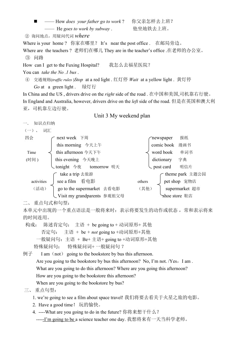 新版pep小学英语六年级上册1-6单元知识点总结.doc_第2页