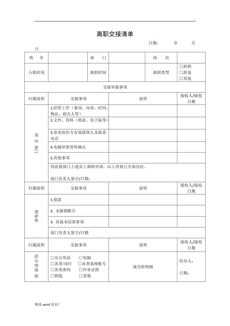 离职交接清单.doc_第1页