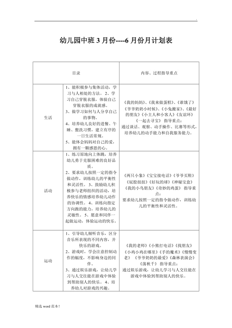 幼儿园中班月计划.doc_第1页