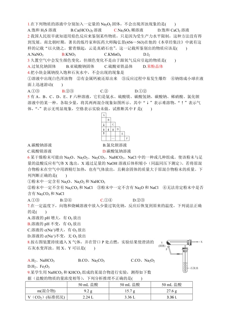 金属及其化合物提高练习题及答案详解.doc_第1页