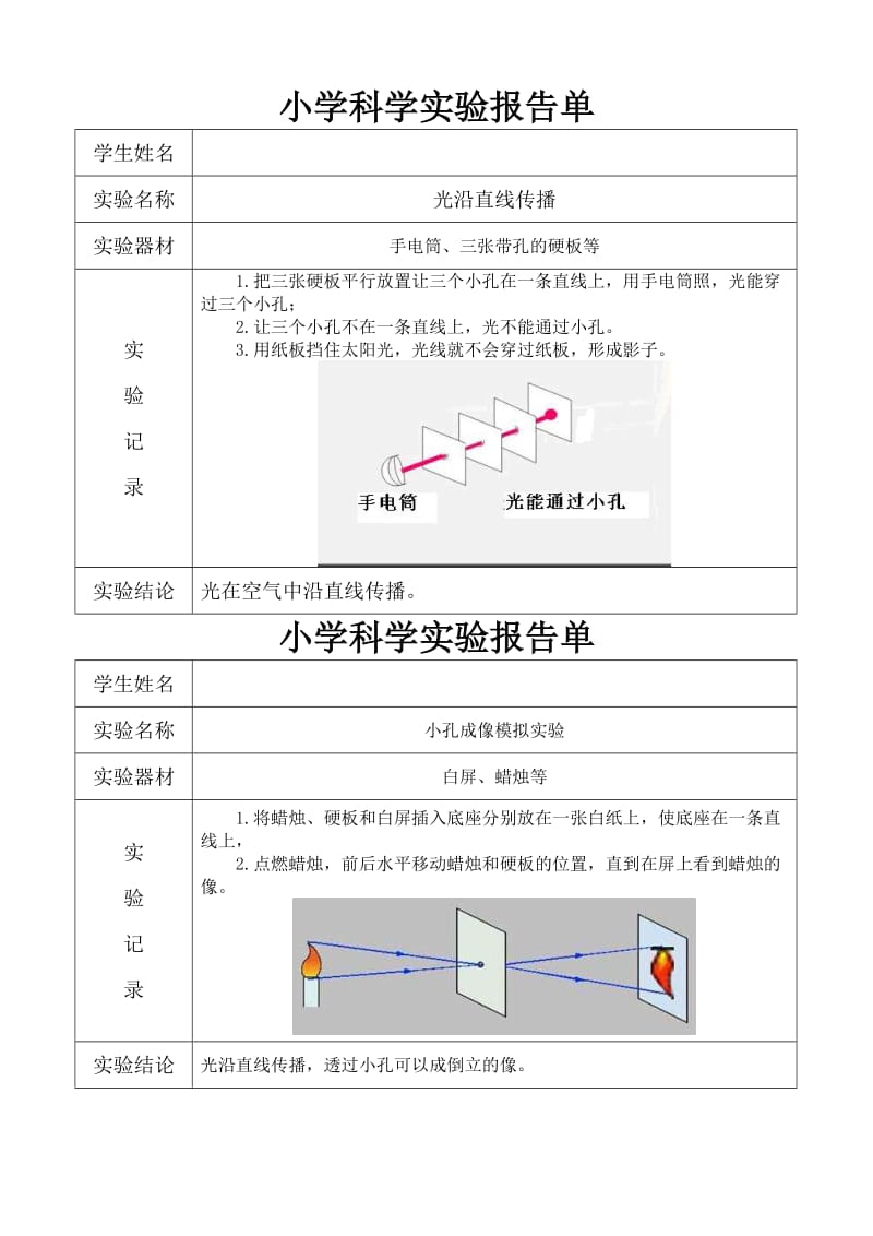 小学五年级上册科学实验报告单.doc_第2页