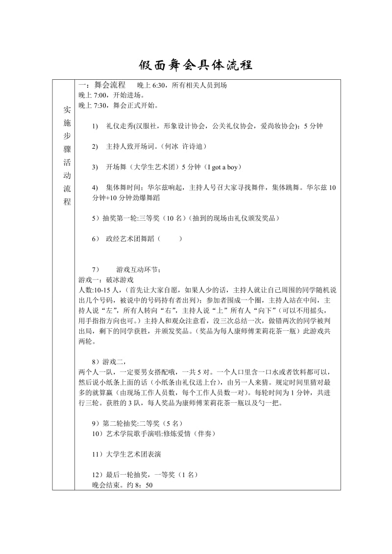 假面主题舞会策划具体流程.doc_第1页