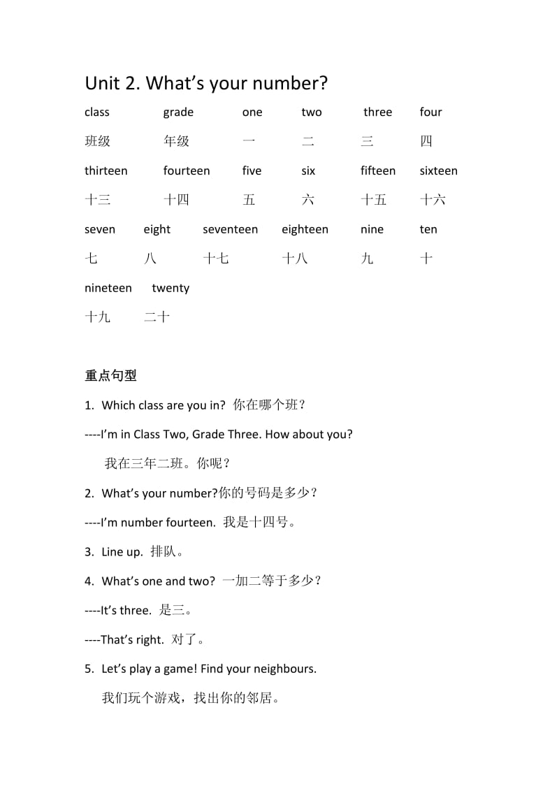 人教精通版小学英语四年级上册重点词语及句型.doc_第3页