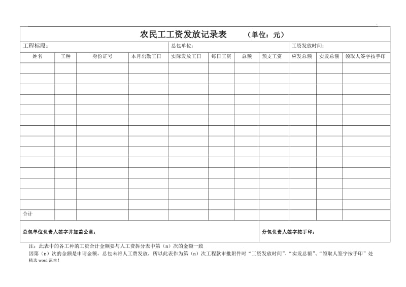 农民工工资发放记录表.doc_第1页