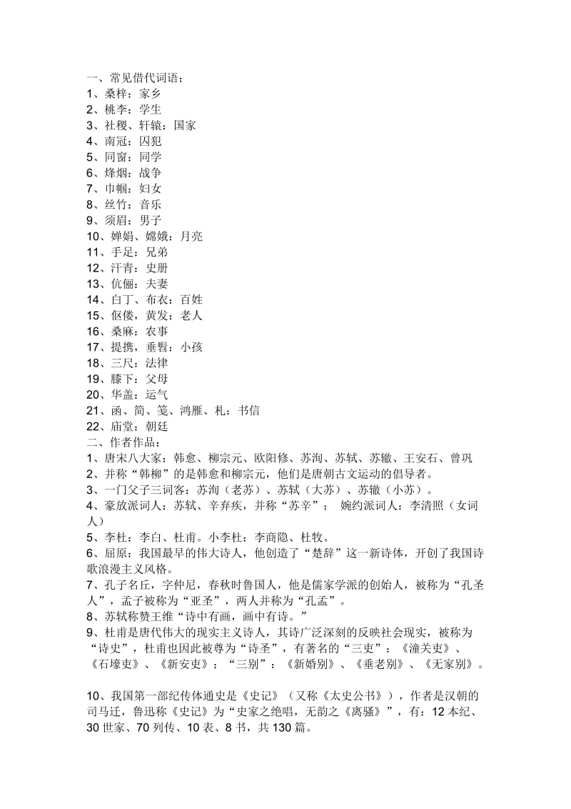 公务员考试文学常识大全.doc_第1页