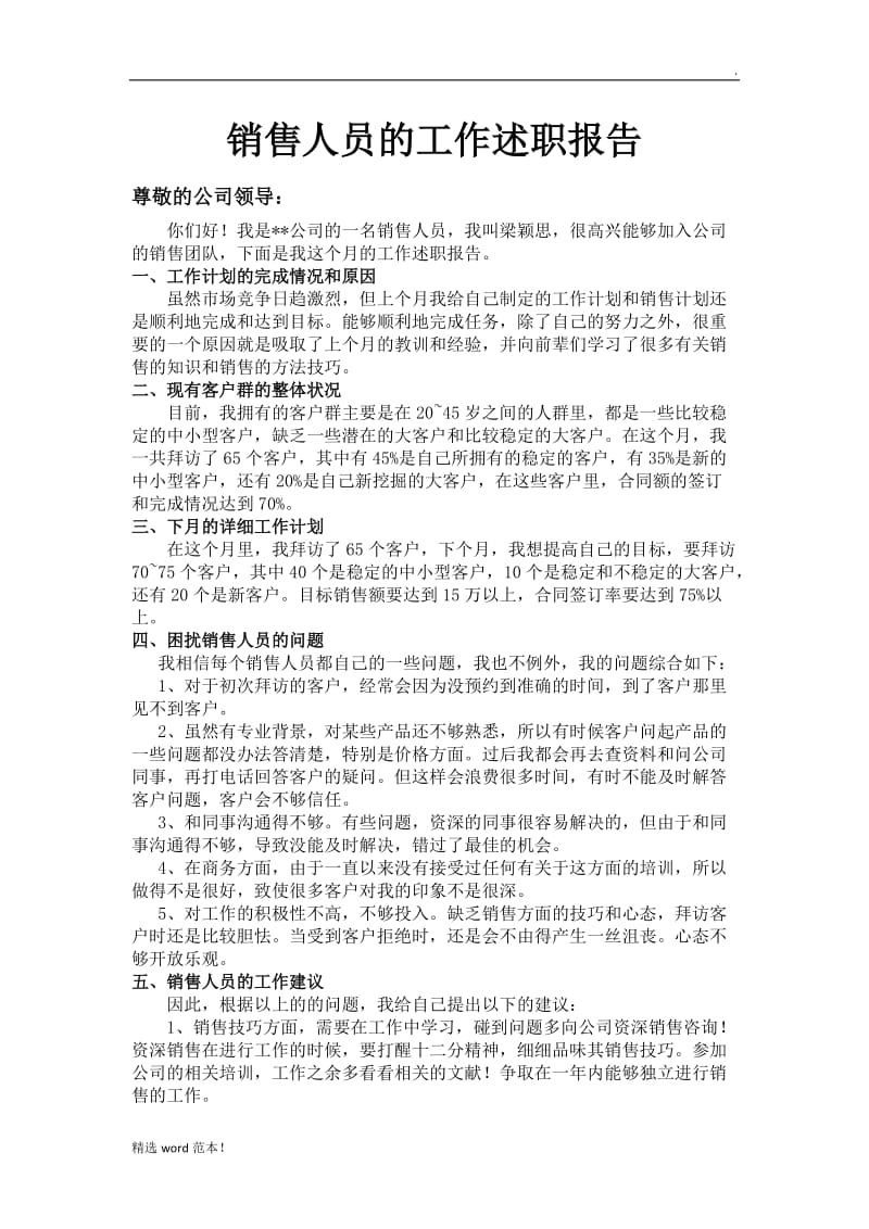 销售人员的工作述职报告.doc_第1页