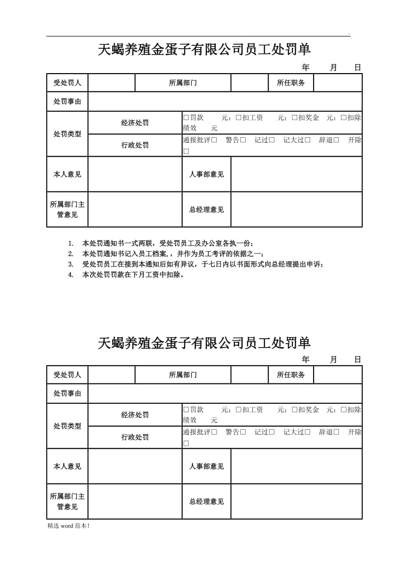 员工处罚通知书模板.doc_第1页