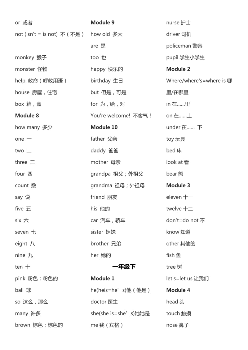 外研版小学英语单词表(一起)一至六年级.doc_第2页