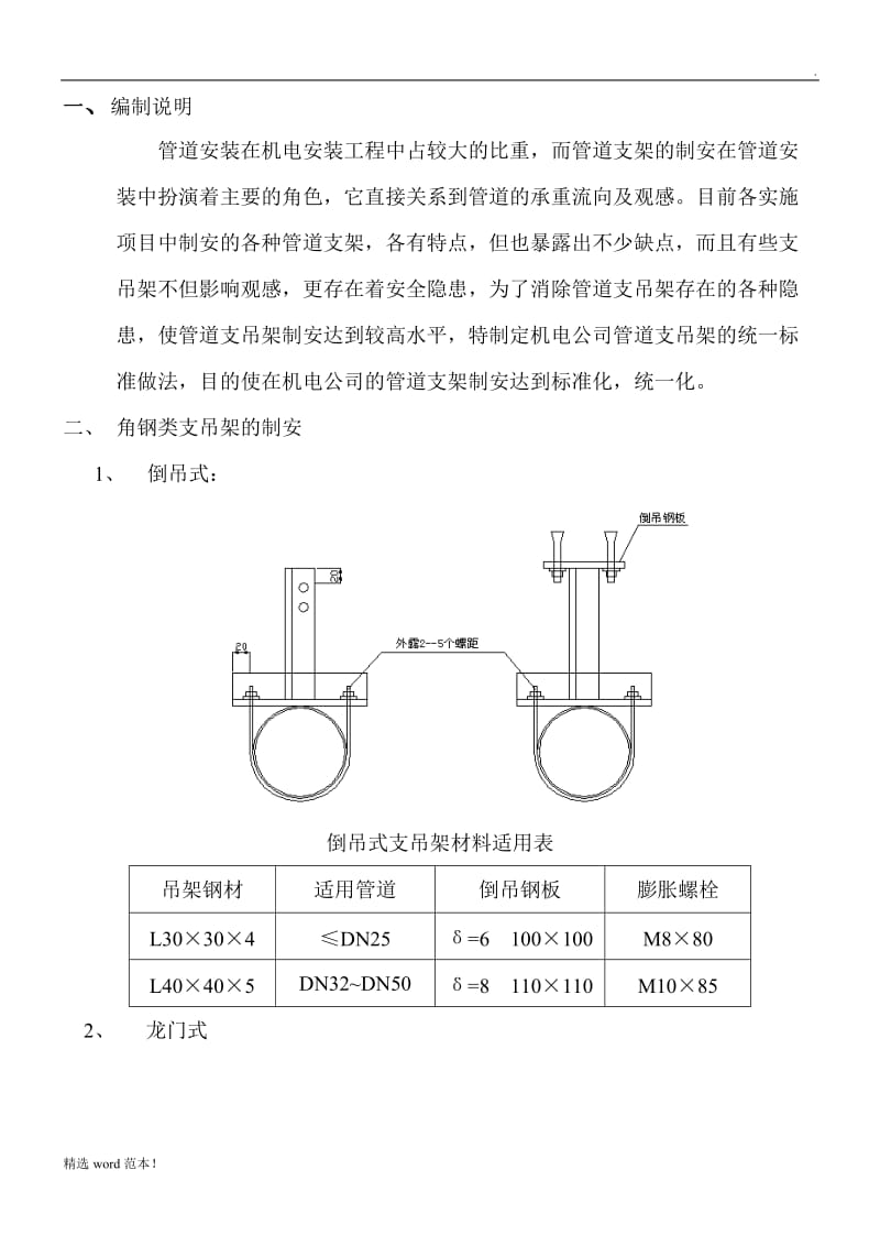 管道支架制作安装标准.doc_第1页