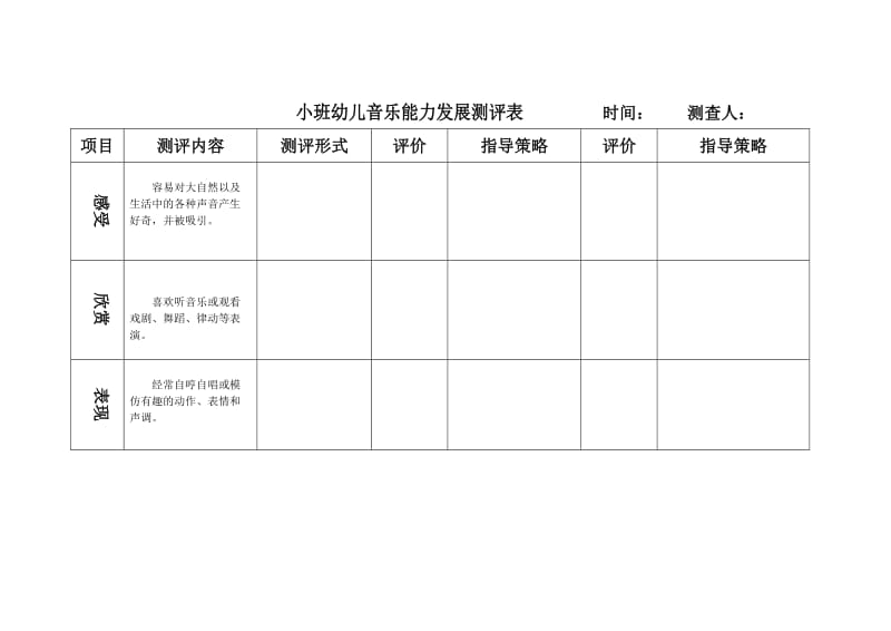 幼儿音乐测评表.doc_第1页