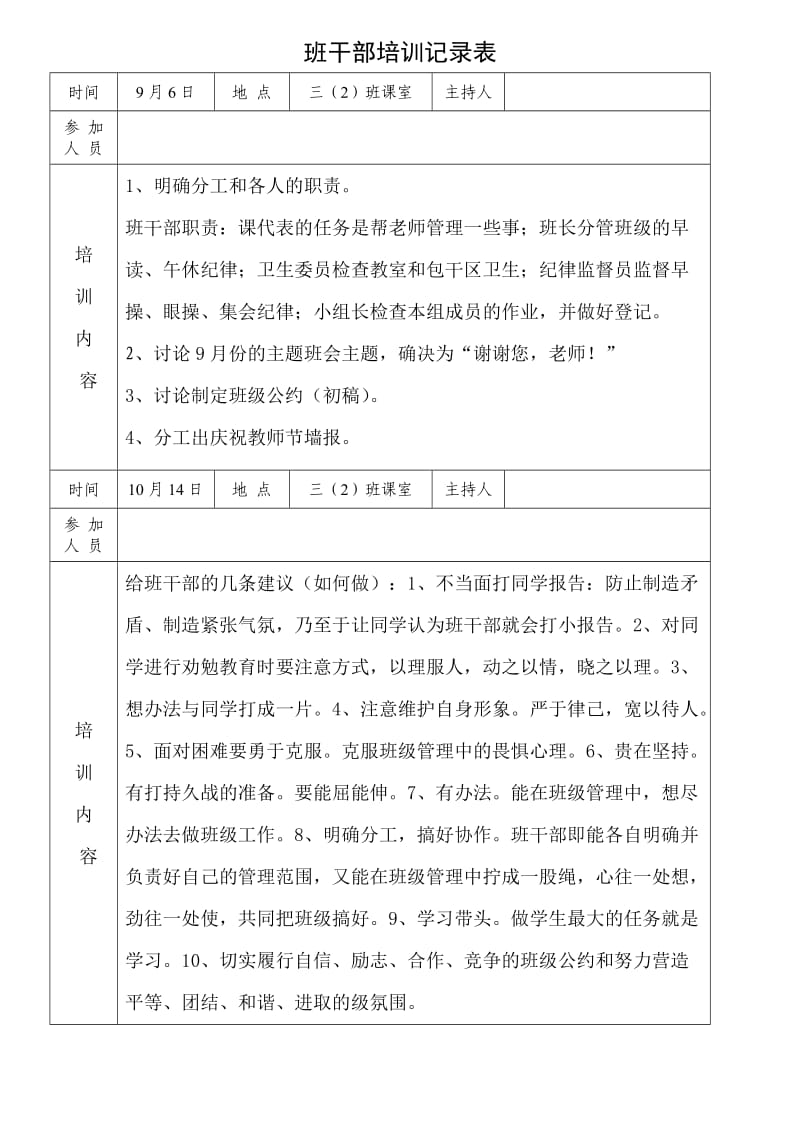 班干部培训记录表.doc_第1页