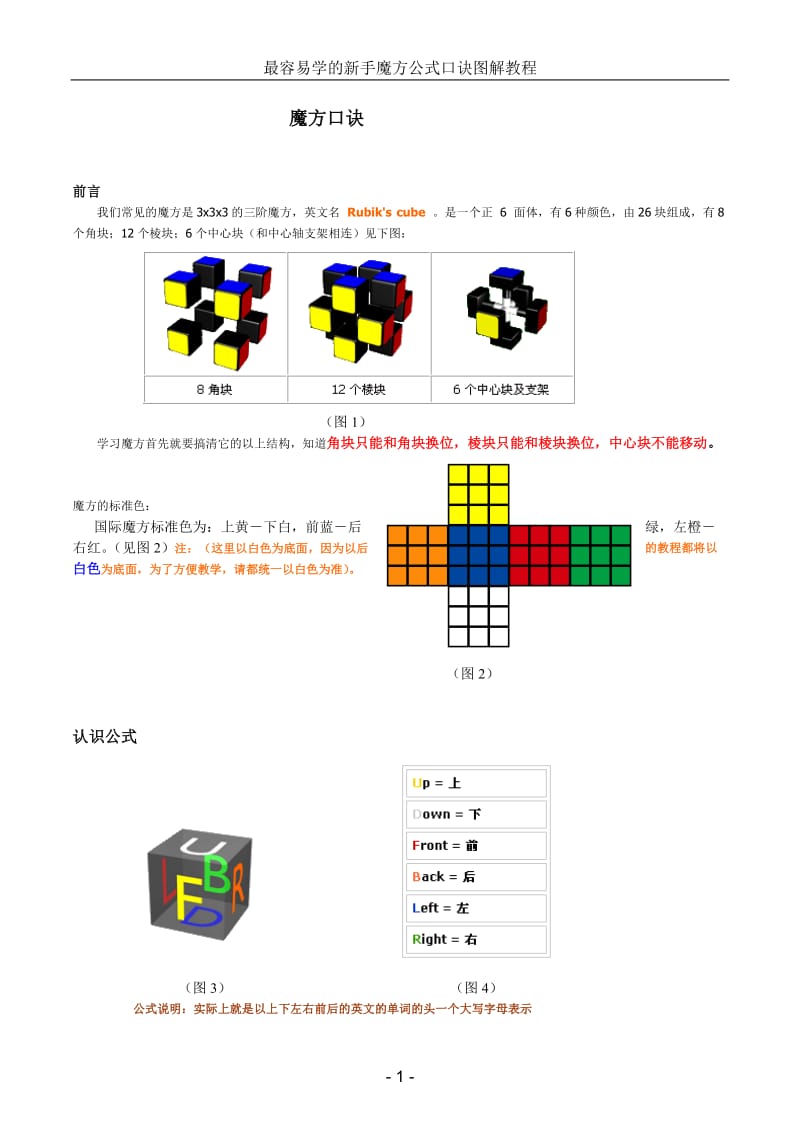 初学者使用的魔方口诀.doc_第1页