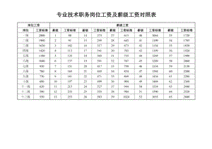 專業(yè)技術(shù)職務(wù)崗位工資及薪級(jí)工資對(duì)照表.doc