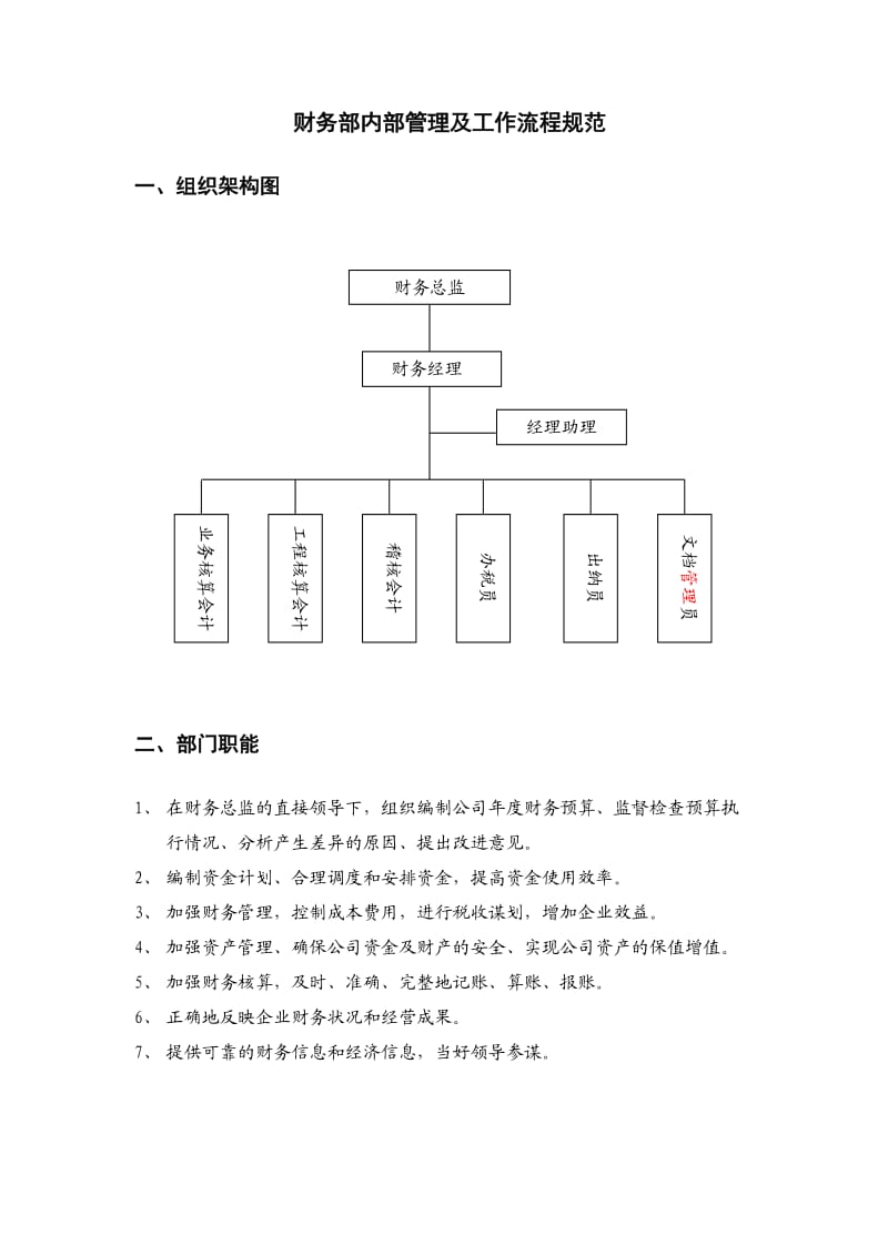 X公司财务部管理及工作流程.doc_第1页