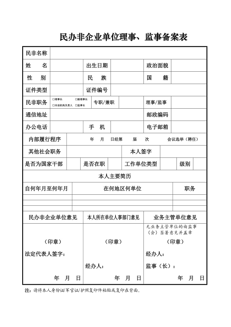 民办非企业单位理事、监事备案表.doc_第1页