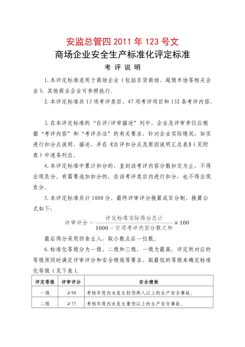 商场企业安全生产标准化评定标准.doc_第1页