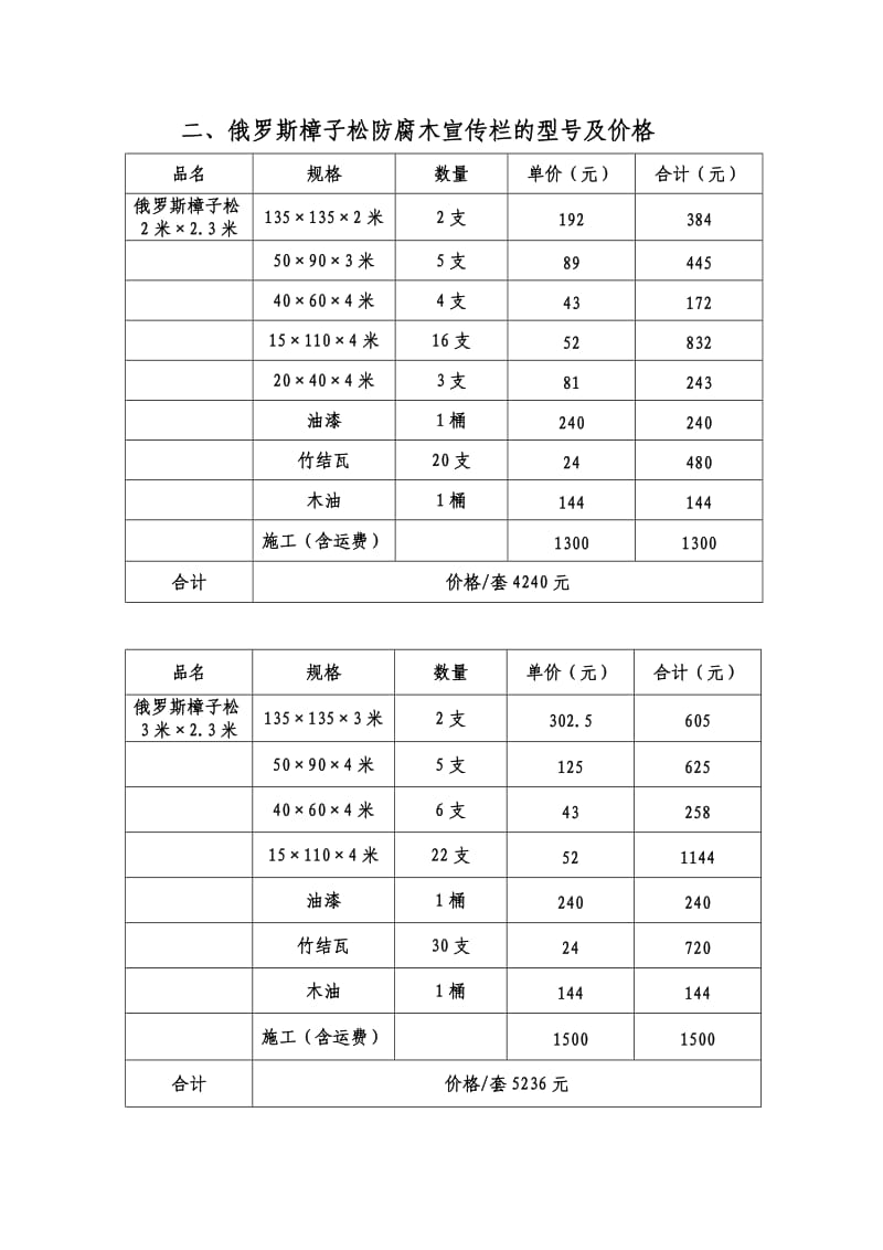 防腐木广告宣传栏施工方案.doc_第2页