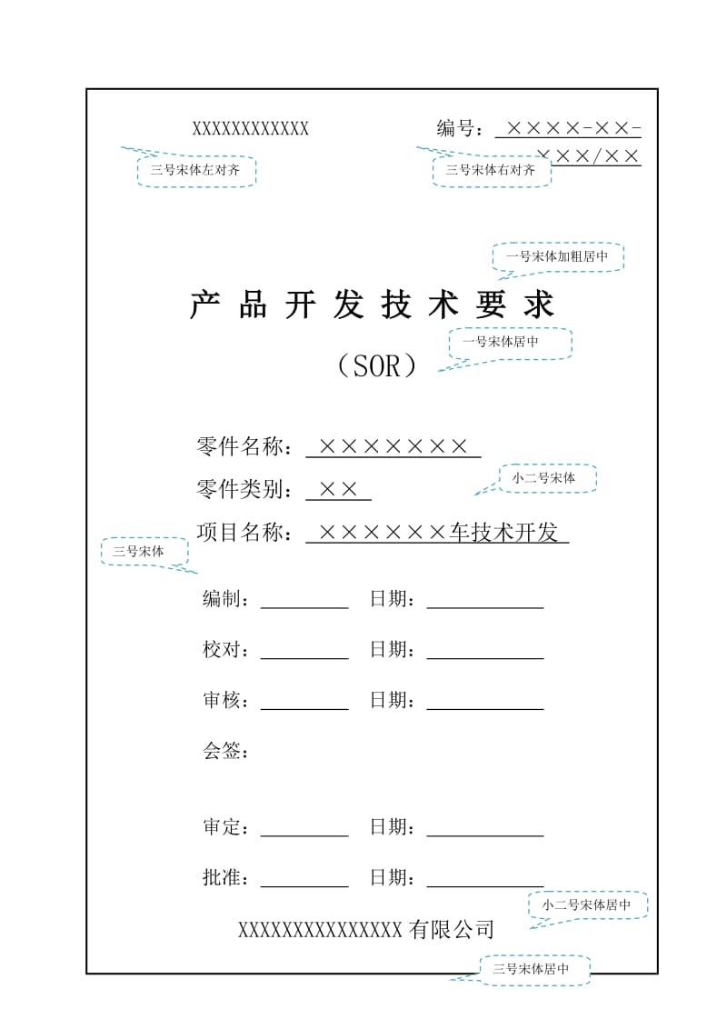 汽车零部件产品开发技术要求SOR模板.doc_第1页