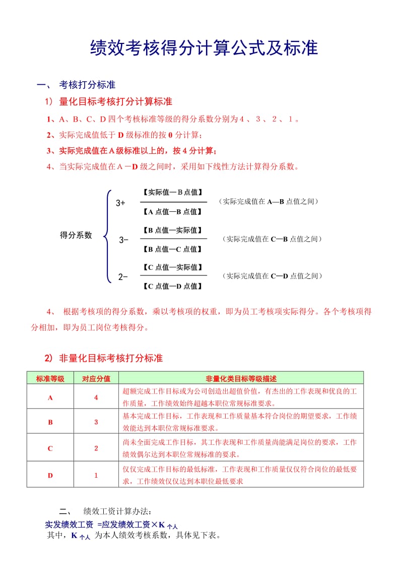 绩效考核得分计算公式及标准.doc_第1页