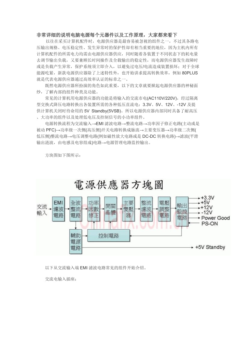 非常详细的说明电脑电源每个元器件.doc_第1页